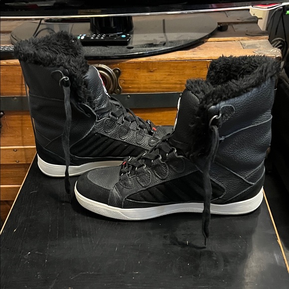 PAJAR LEATHER WATERPROOF FAUX FUR TRIM SNEAKER BOOTS SIZE 10-10.5 BLACK - Picture 5 of 16